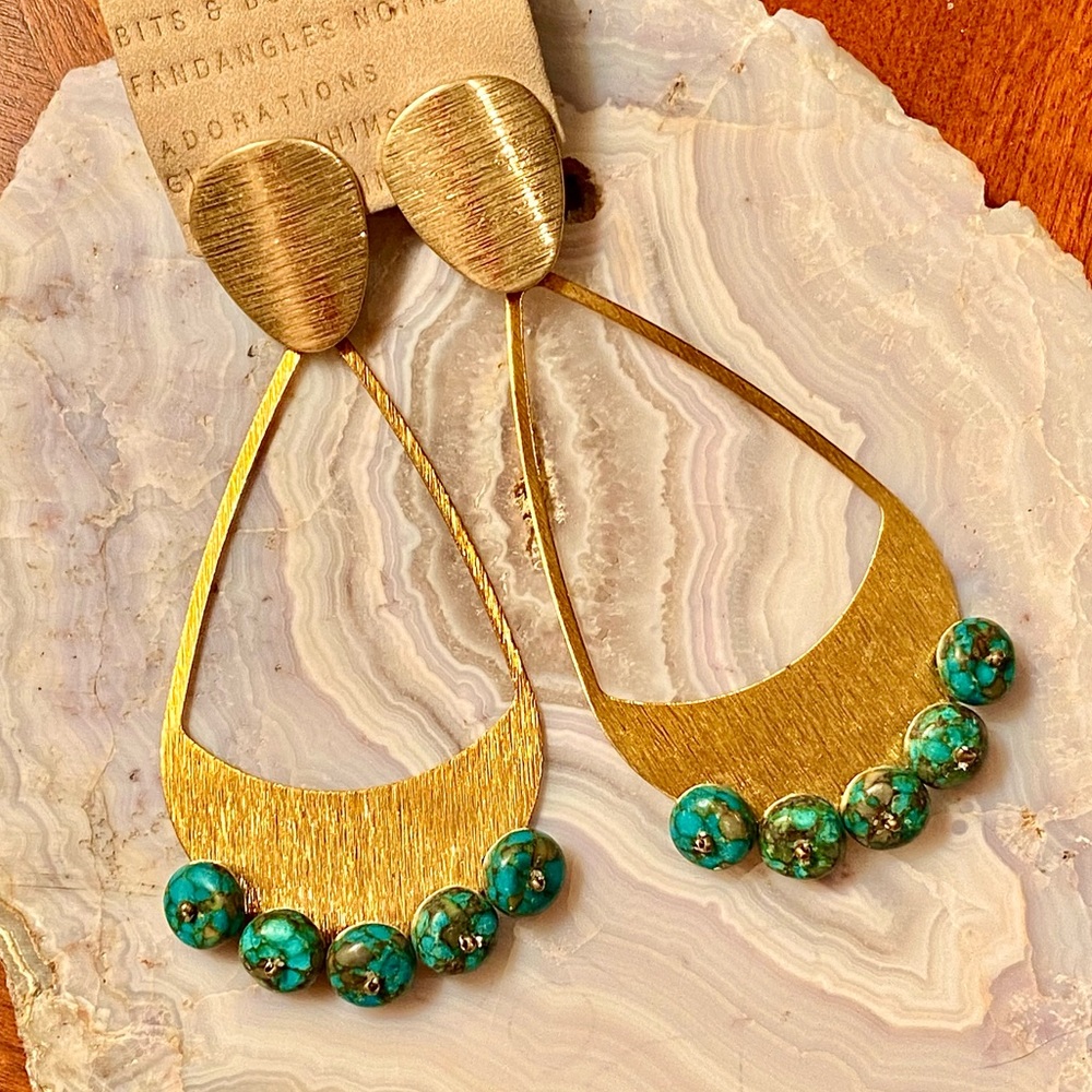 πΊπHPππΊ NWT Anthropologie Michaela Turquoise Chandeliers - Picture 7 of 16